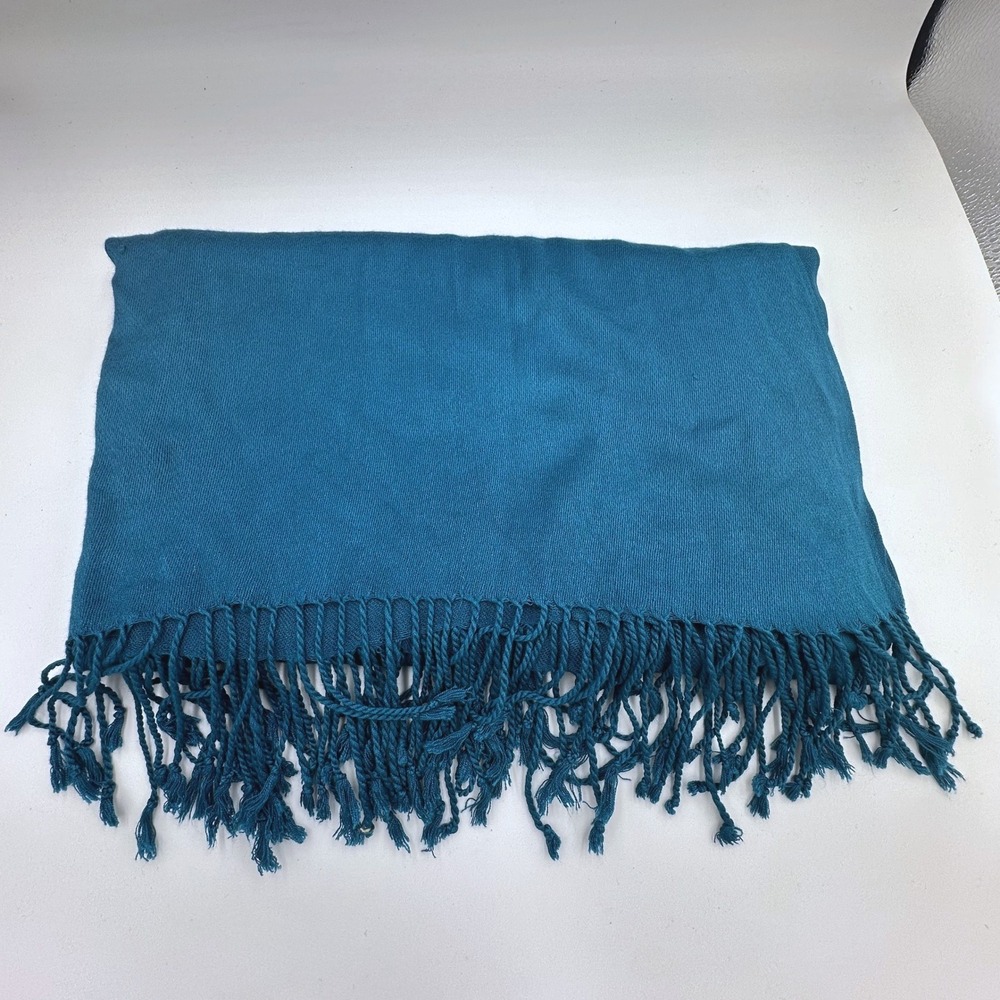 Deep Teal Blue‎ Pashmina? Style Shawl Wrap with Twisted Fringe Tassels